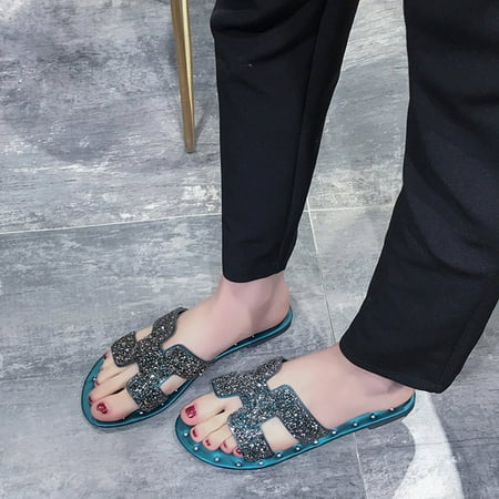 Summer Sequin Design Women Casual Summer Flat Slipper Flip Flaks Outsight Shoes Summer Sequin Design Women Casual Summer Flat Slipper Flip Flaks Outsight Shoes